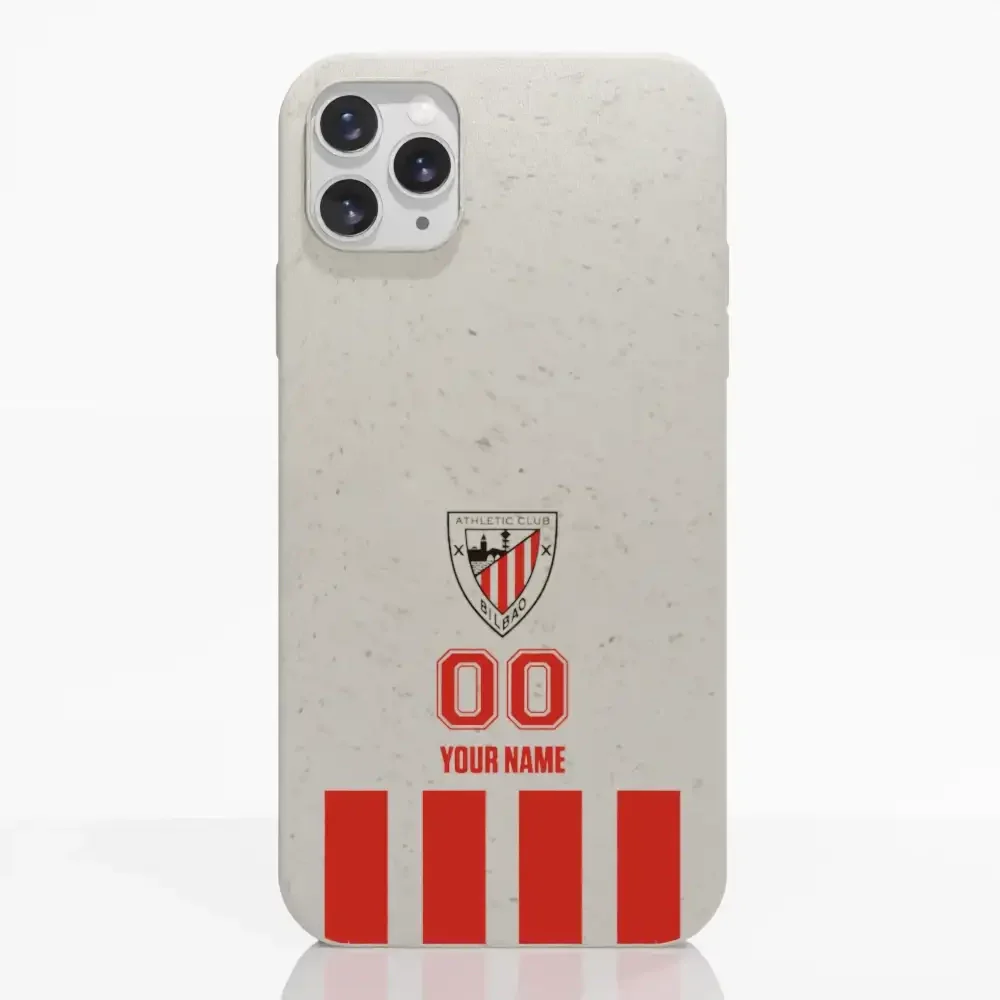 Athletic Club Official Compostable Phone Case Design Classic Vertical Stripe + Name and Number - Image 3