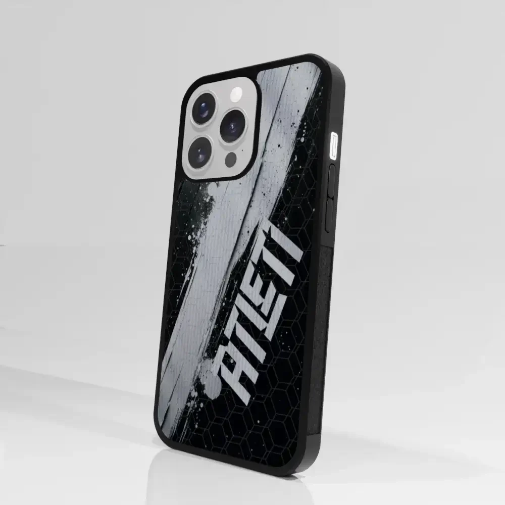 Atletico Madrid Official 3D Phone Case Design Black & White Paint - Image 85