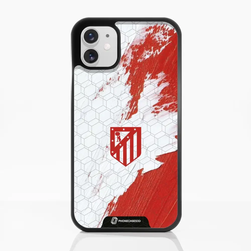 Atletico Madrid Official 3D Phone Case Design Red & White Paint