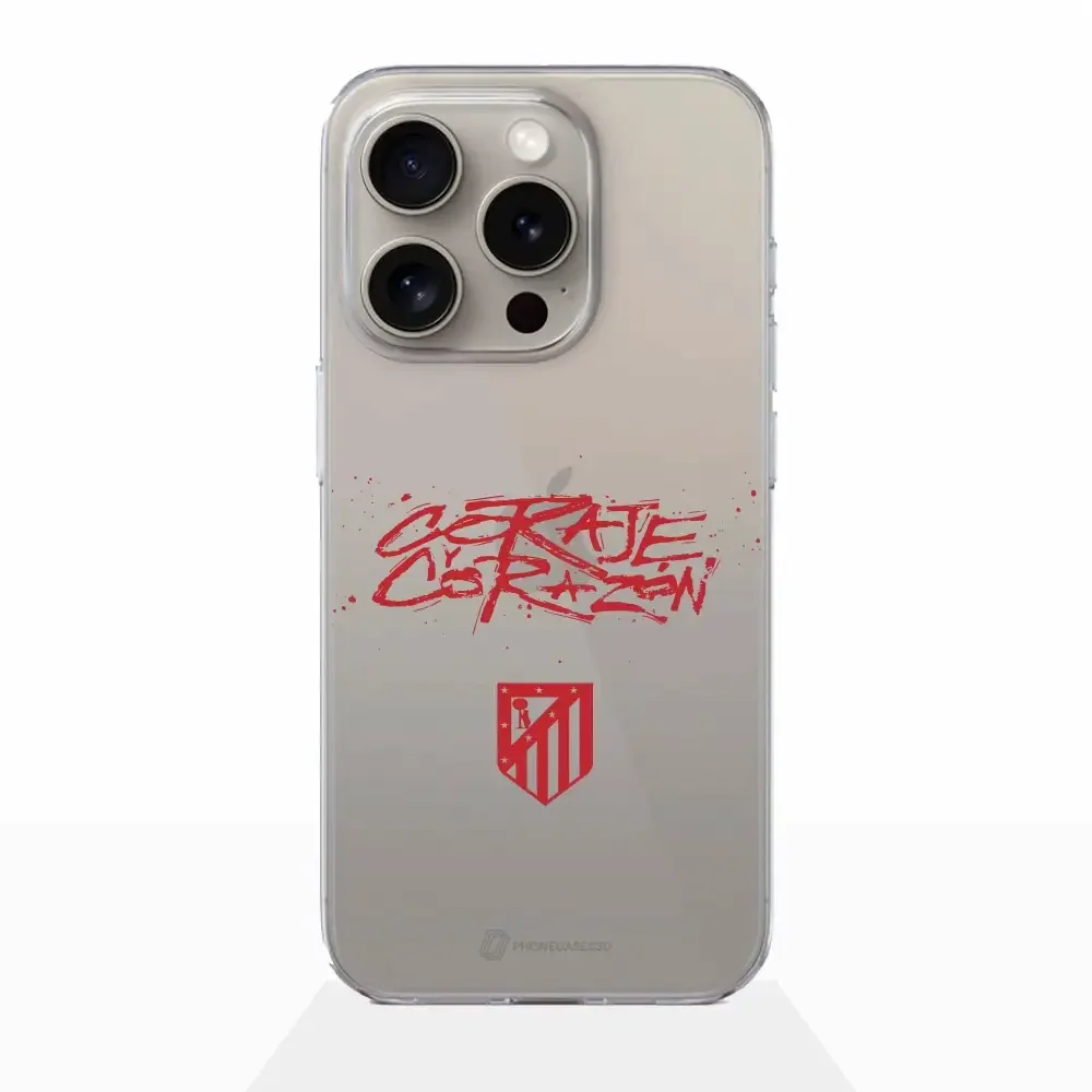 Atletico Madrid Official Clear Phone Case Coraje Corazon Slogan - Image 13