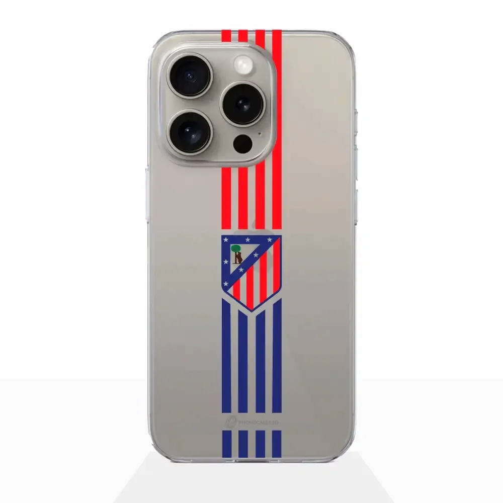 Atletico Madrid Official Clear Phone Case Stripes Crest - Image 12