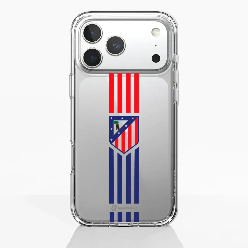 Atletico Madrid Official Clear Phone Case Stripes Crest - Image 35