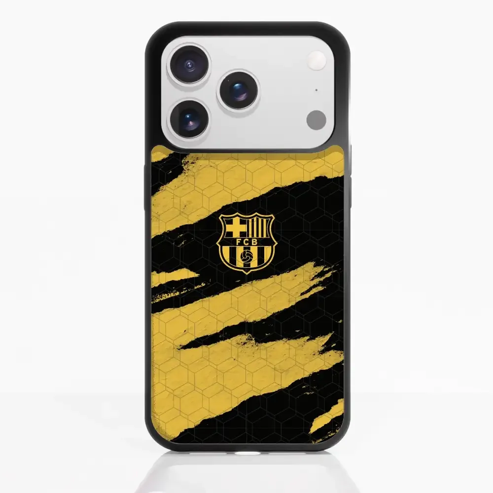 FC Barcelona Official 3D Phone Case Design Black and Yellow abstract stripes - Image 113
