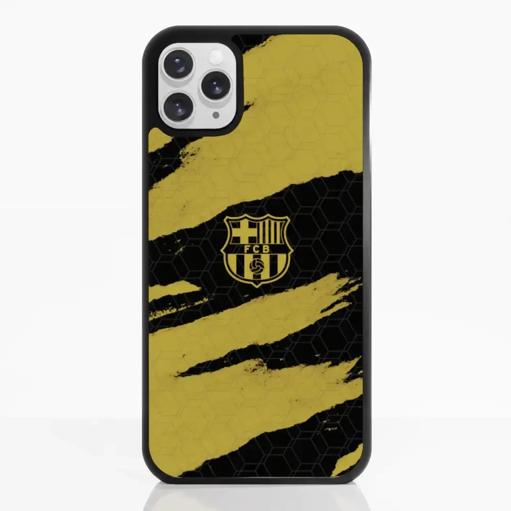 FC Barcelona Official 3D Phone Case Design Black and Yellow abstract stripes - Image 3