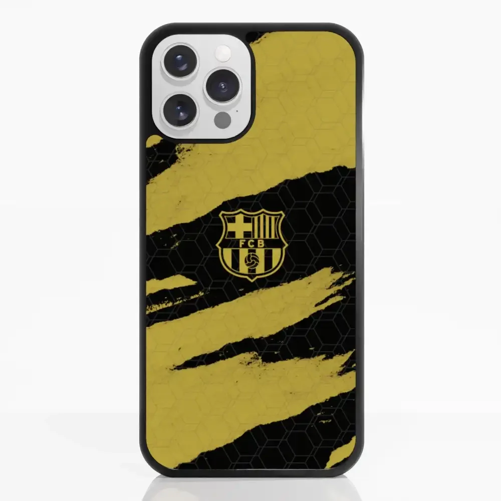 FC Barcelona Official 3D Phone Case Design Black and Yellow abstract stripes - Image 7