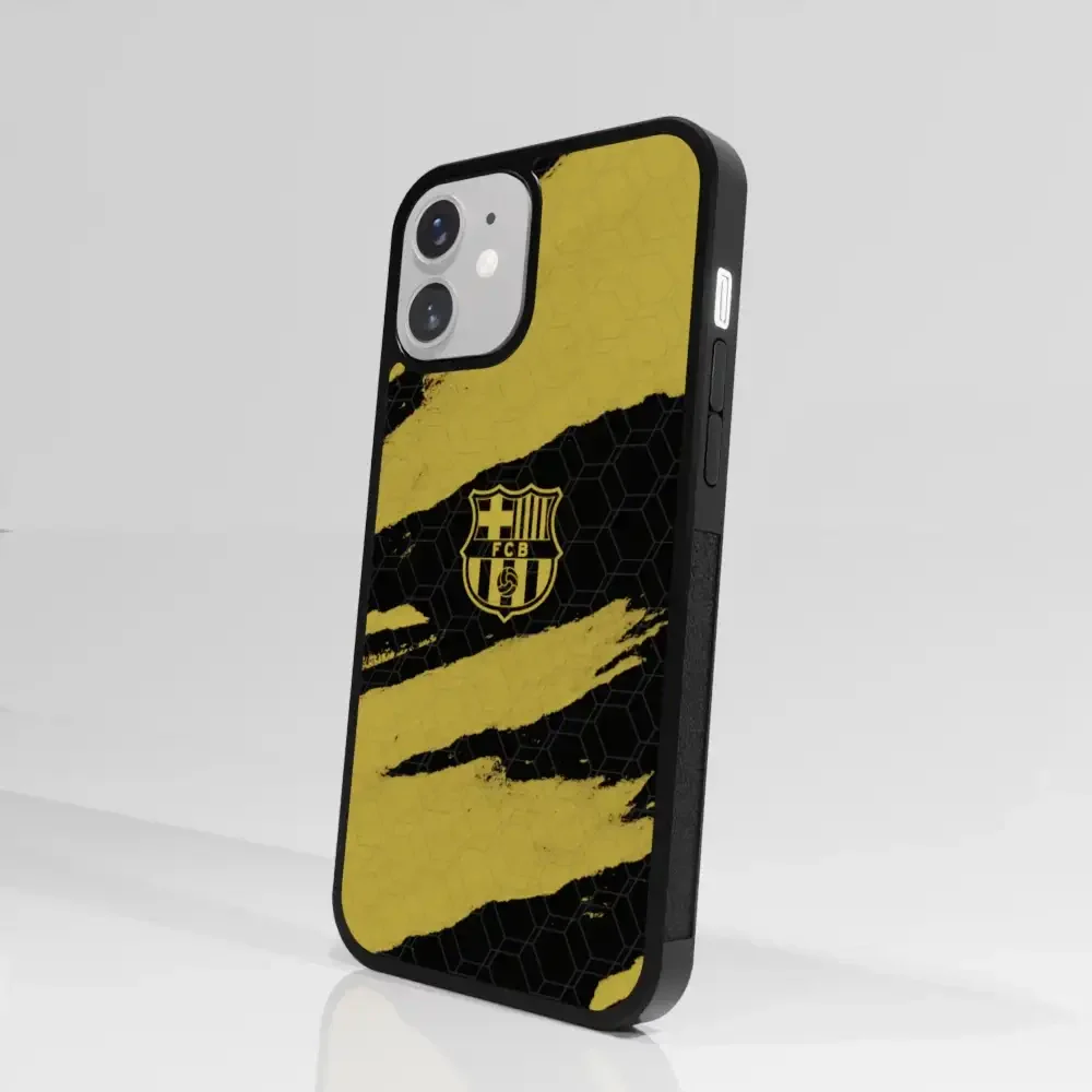 FC Barcelona Official 3D Phone Case Design Black and Yellow abstract stripes - Image 75