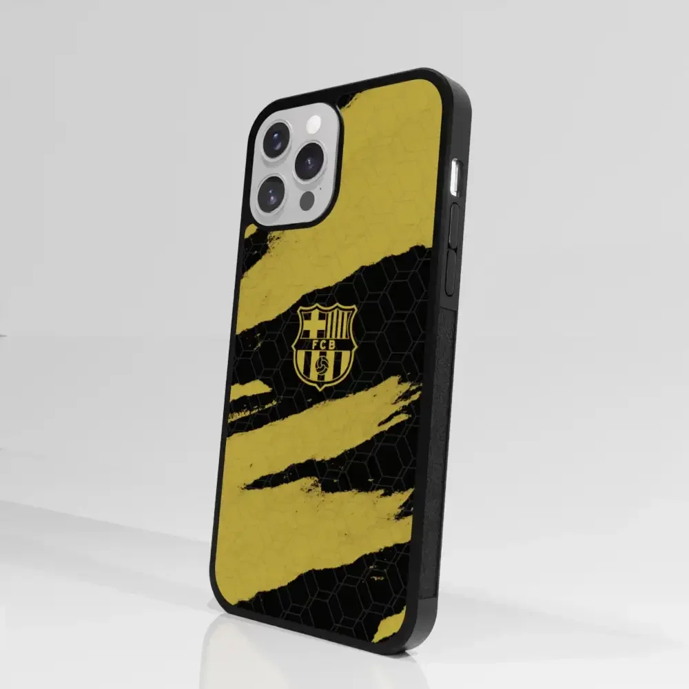 FC Barcelona Official 3D Phone Case Design Black and Yellow abstract stripes - Image 77