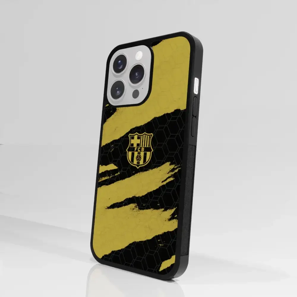 FC Barcelona Official 3D Phone Case Design Black and Yellow abstract stripes - Image 80