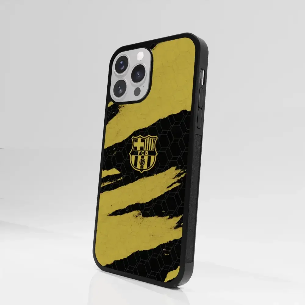 FC Barcelona Official 3D Phone Case Design Black and Yellow abstract stripes - Image 81