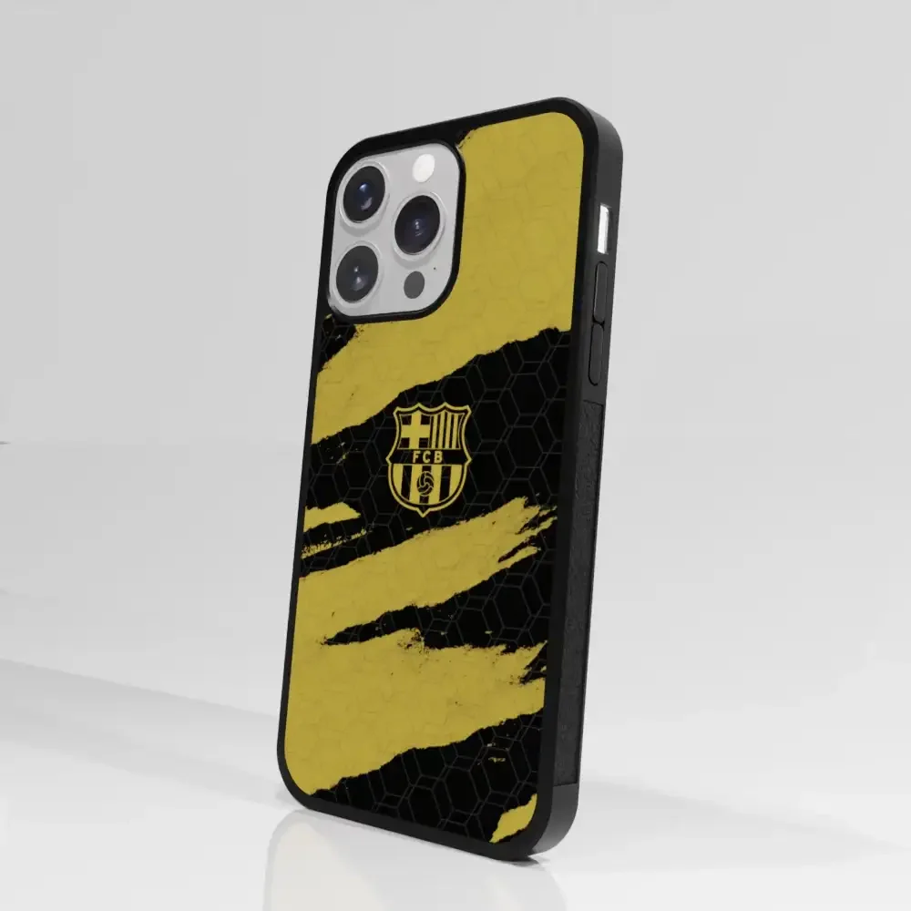 FC Barcelona Official 3D Phone Case Design Black and Yellow abstract stripes - Image 85