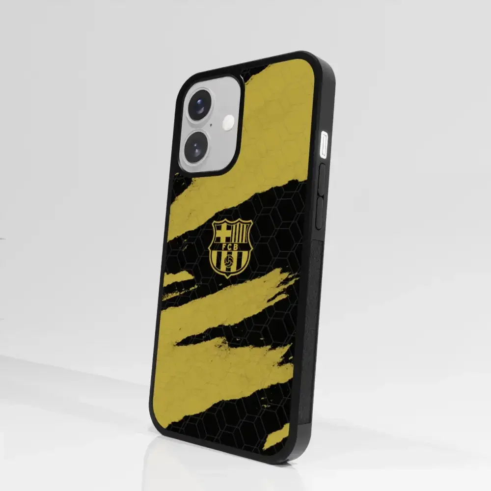 FC Barcelona Official 3D Phone Case Design Black and Yellow abstract stripes - Image 90