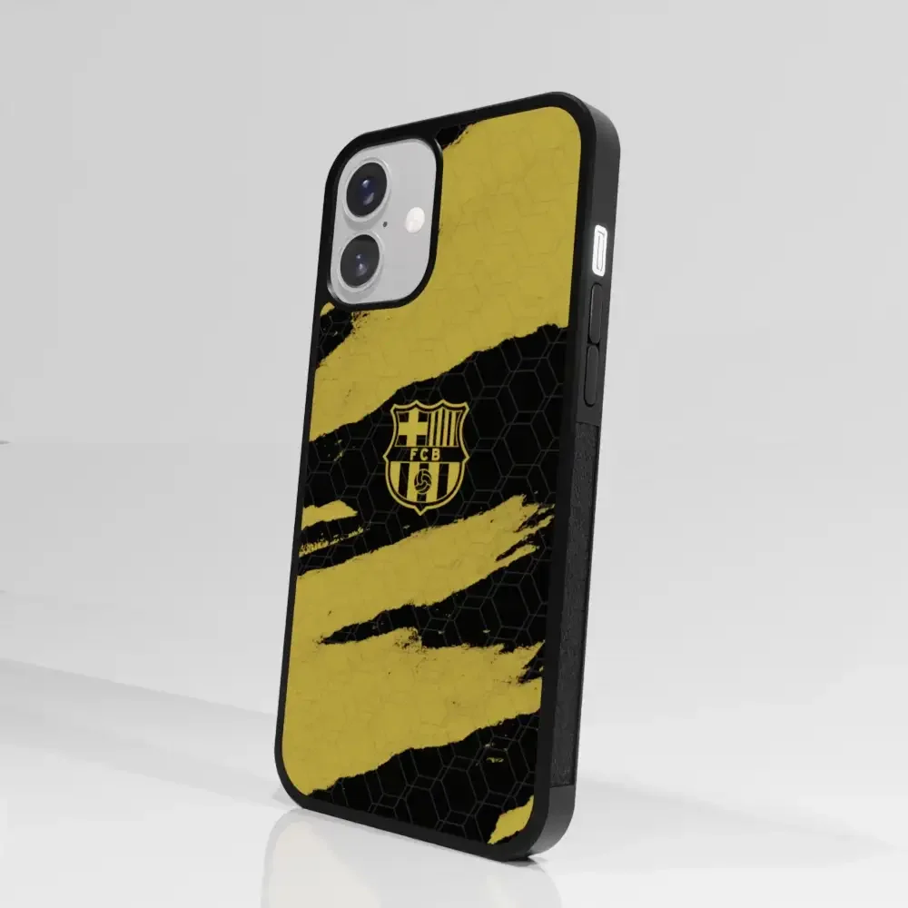 FC Barcelona Official 3D Phone Case Design Black and Yellow abstract stripes - Image 92