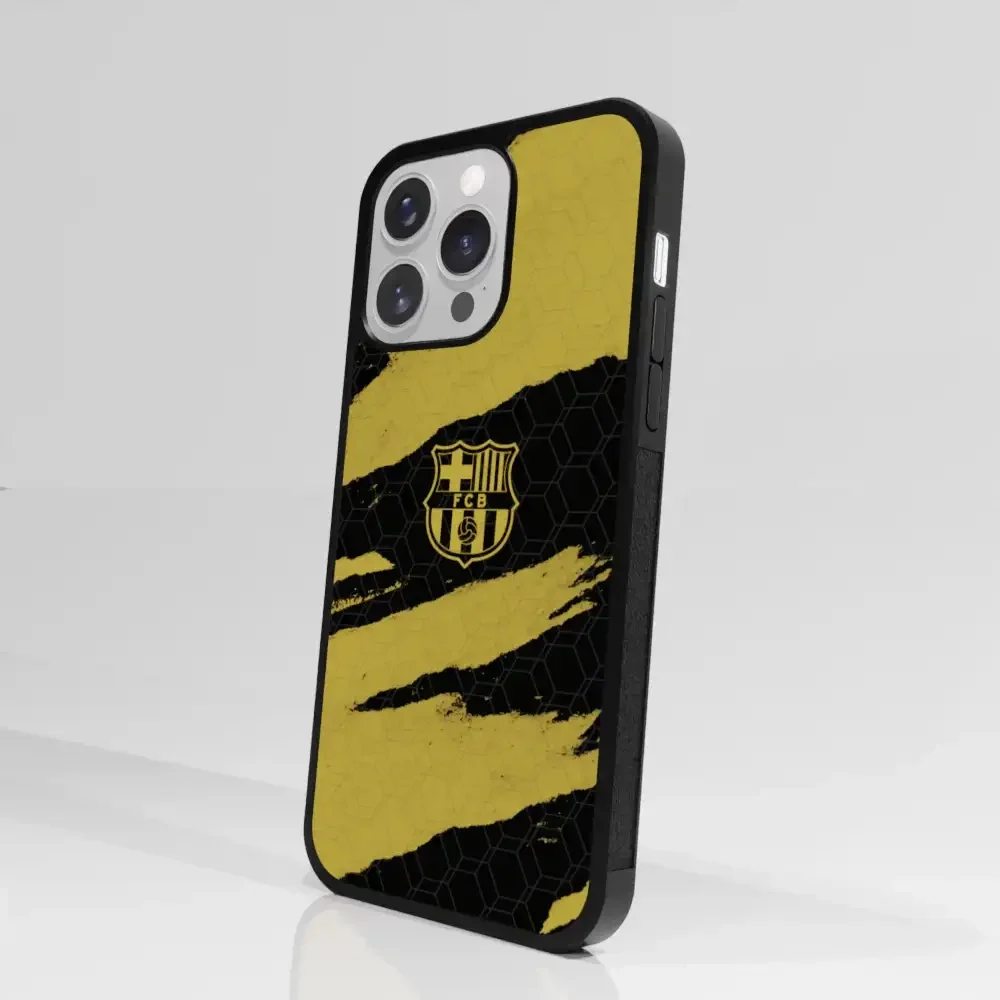 FC Barcelona Official 3D Phone Case Design Black and Yellow abstract stripes - Image 94