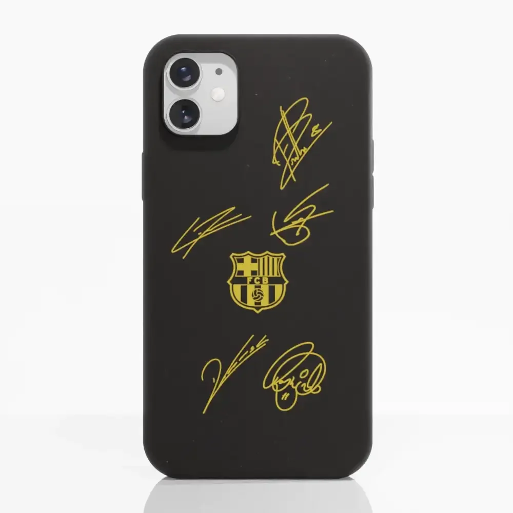 FC Barcelona Official Compostable Phone Case Design Yellow signatures