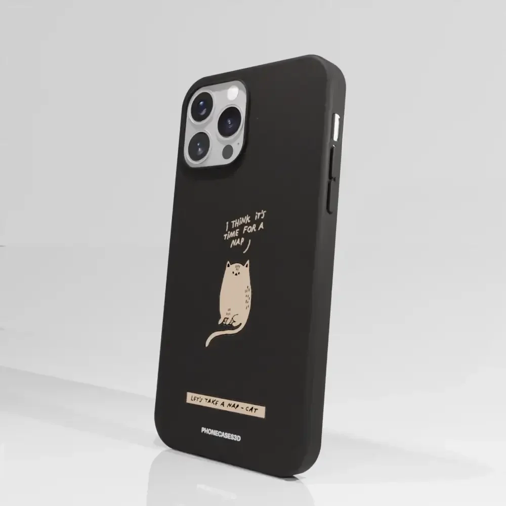 Maja Official Black Compostable Phone Case Design Nap-Cat - Image 59