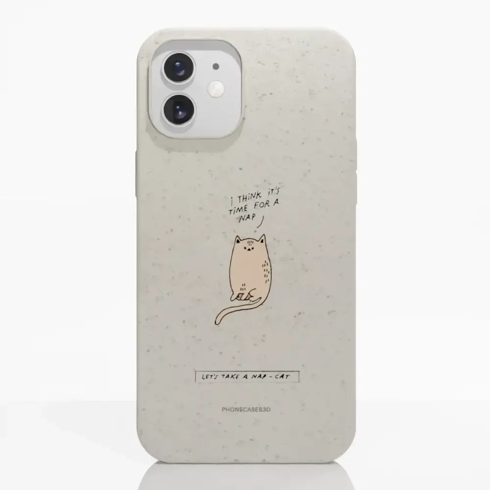 Maja Official White Compostable Phone Case Design Nap-Cat - Image 4