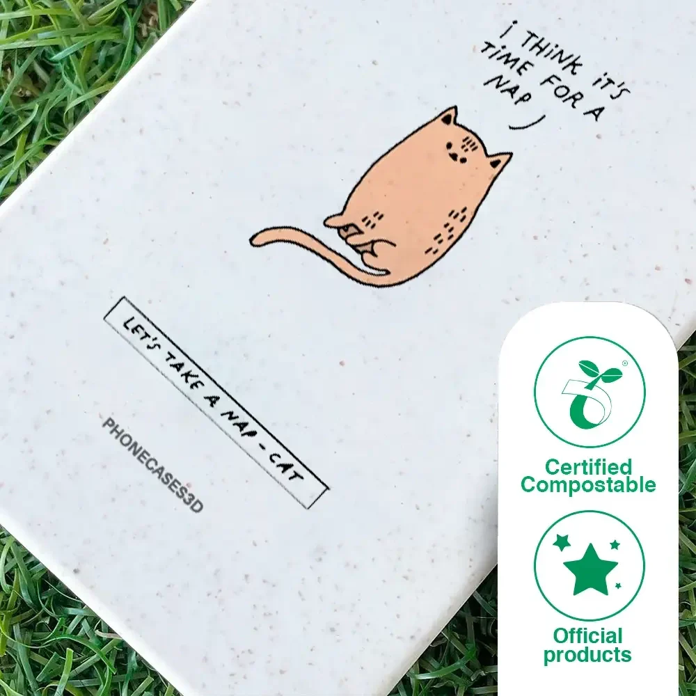 Maja Official White Compostable Phone Case Design Nap-Cat - Image 50