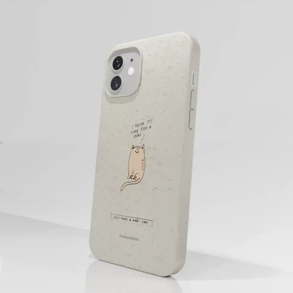 Maja Official White Compostable Phone Case Design Nap-Cat - Image 54