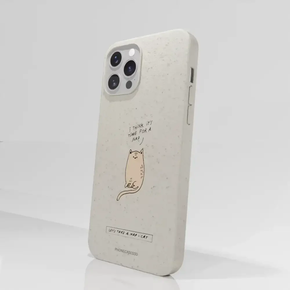 Maja Official White Compostable Phone Case Design Nap-Cat - Image 56