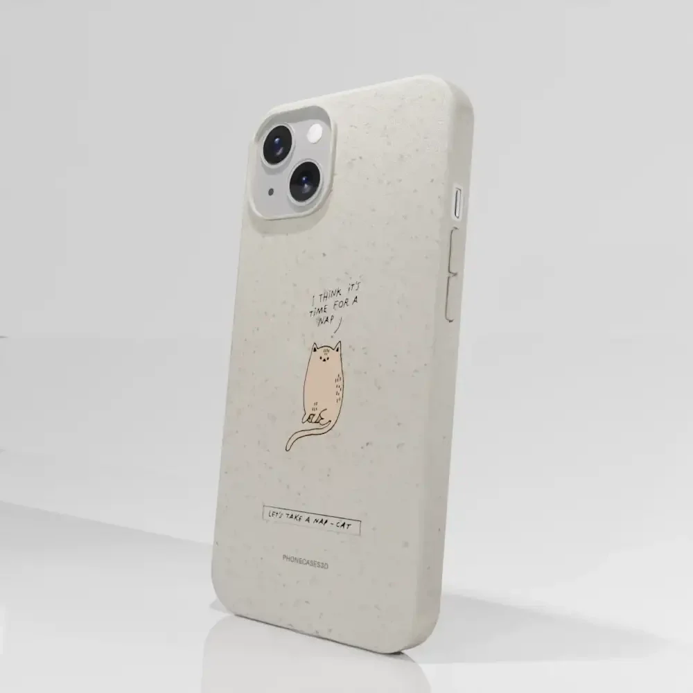 Maja Official White Compostable Phone Case Design Nap-Cat - Image 57