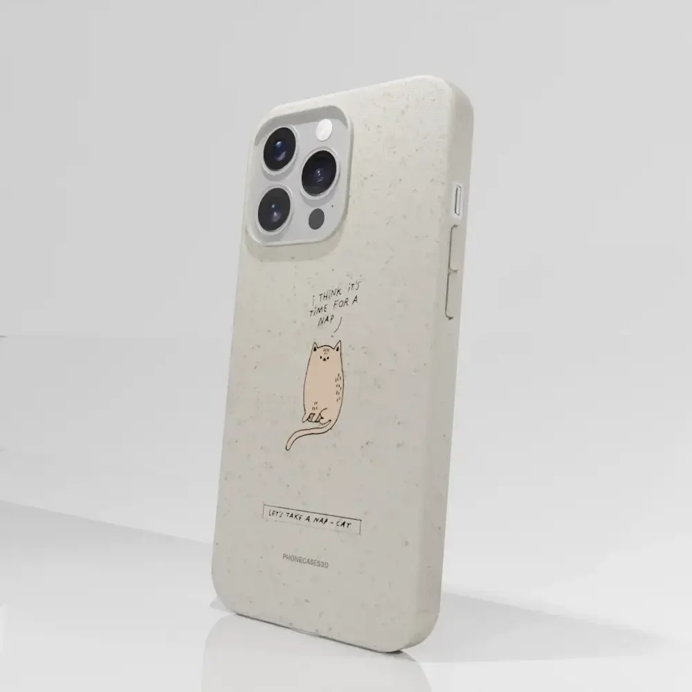 Maja Official White Compostable Phone Case Design Nap-Cat - Image 58