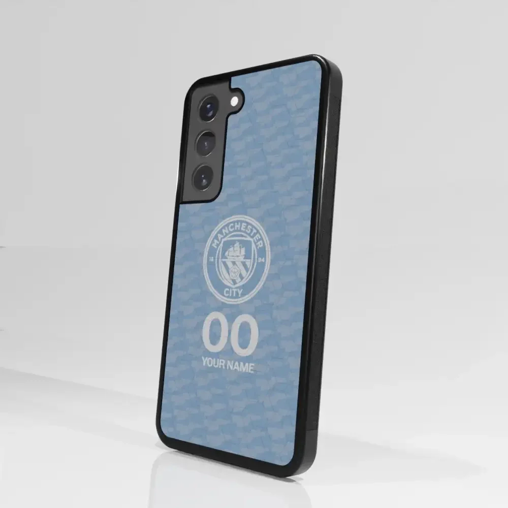 Man City Official 3D Phone Case Design Light Blue Flag Pattern + Name - Image 102