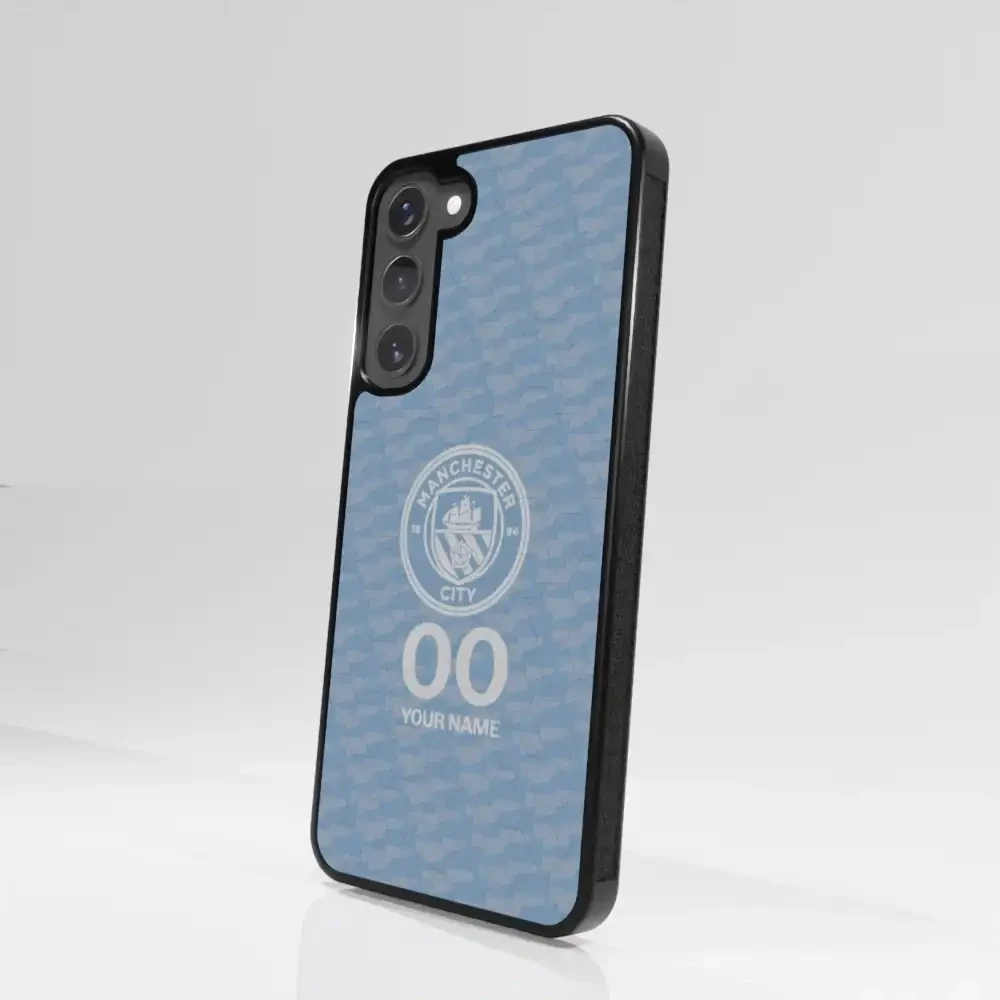 Man City Official 3D Phone Case Design Light Blue Flag Pattern + Name - Image 106