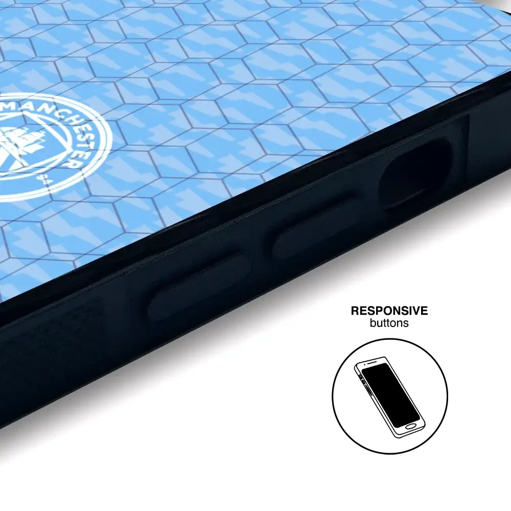 Man City Official 3D Phone Case Design Light Blue Flag Pattern + Name - Image 108
