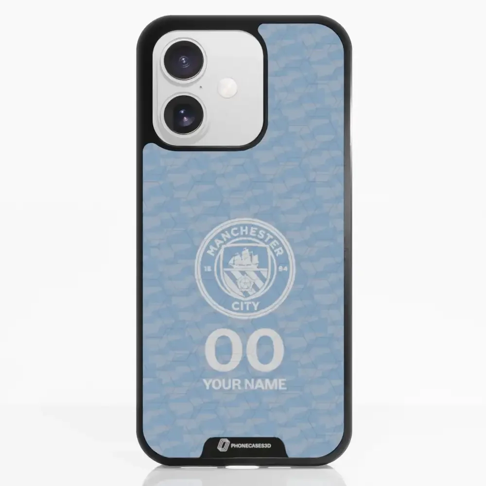 Man City Official 3D Phone Case Design Light Blue Flag Pattern + Name - Image 24
