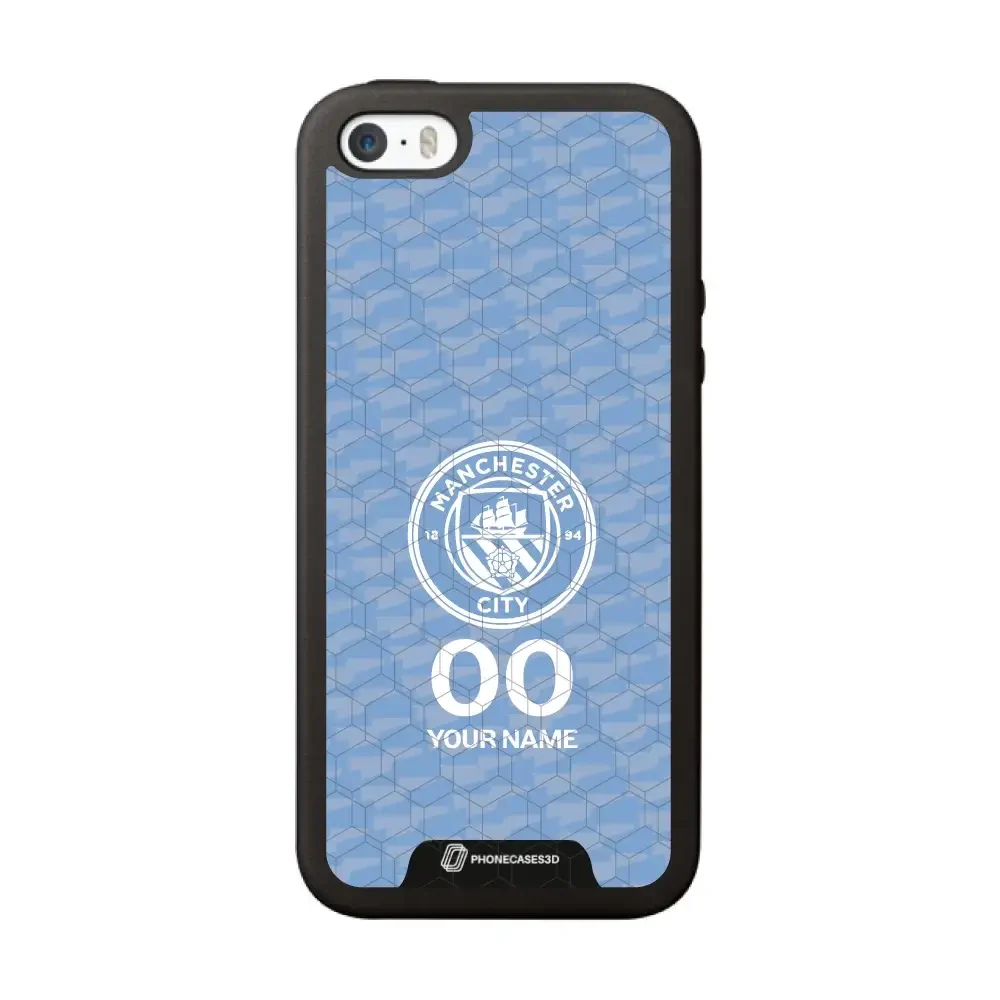 Man City Official 3D Phone Case Design Light Blue Flag Pattern + Name - Image 28