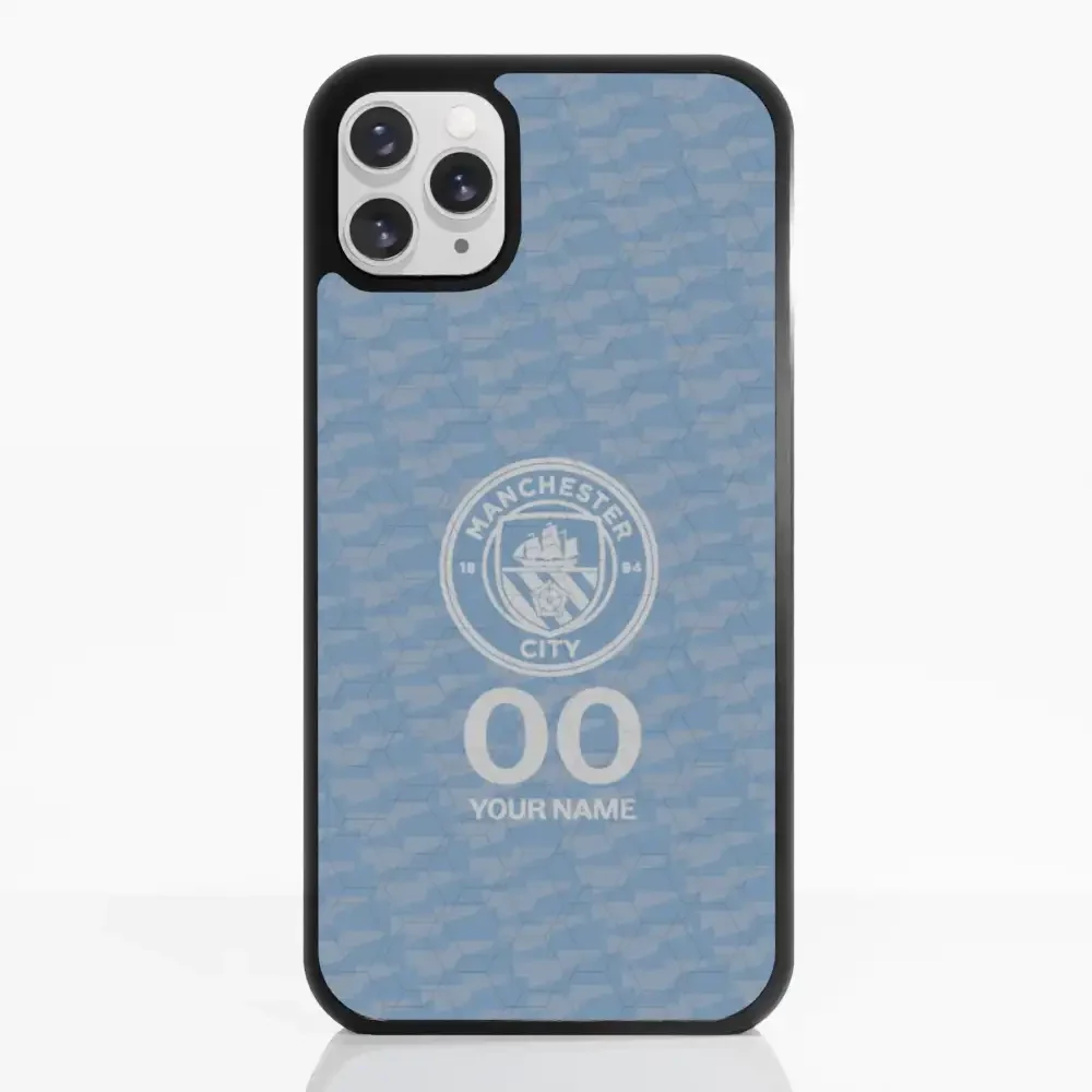 Man City Official 3D Phone Case Design Light Blue Flag Pattern + Name - Image 3