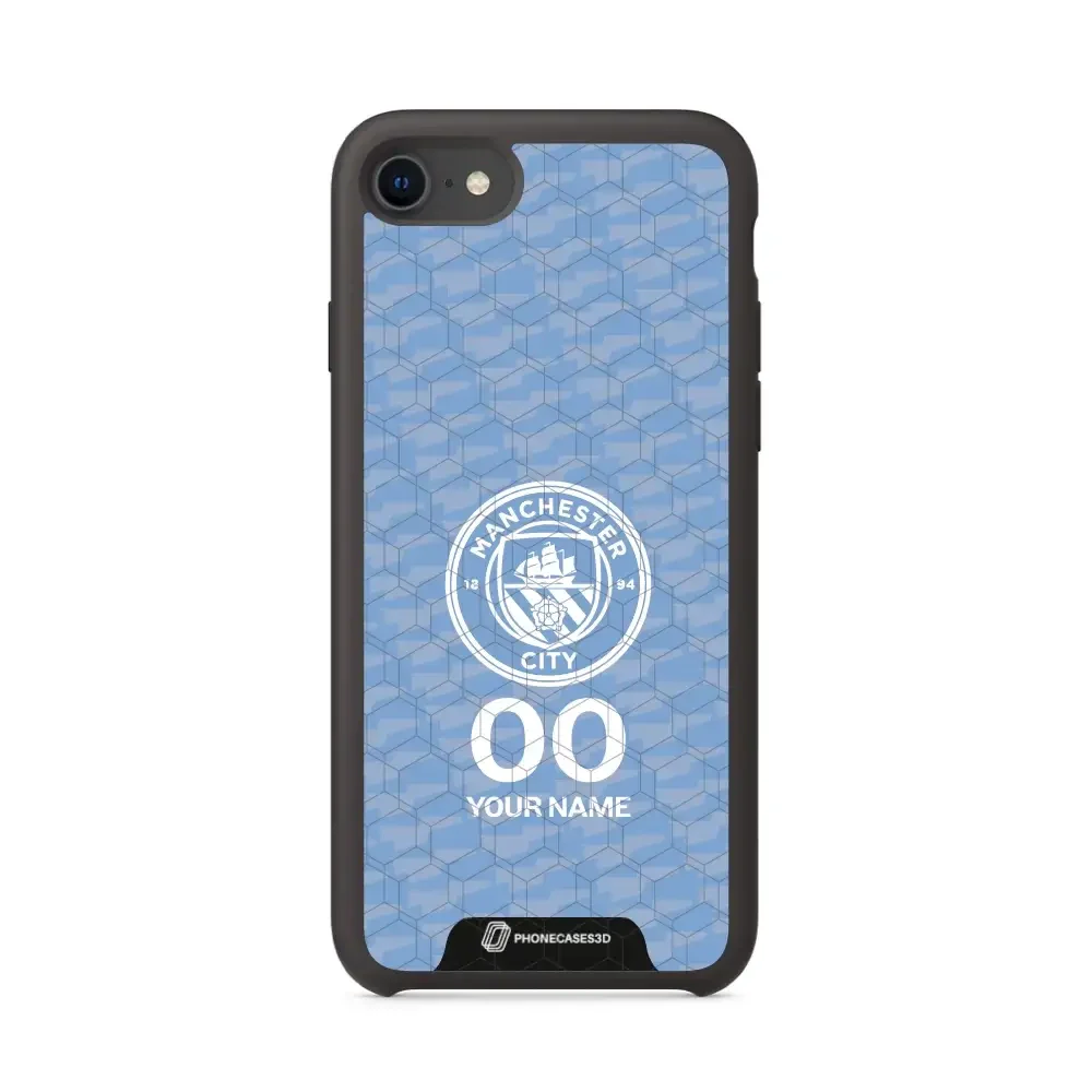 Man City Official 3D Phone Case Design Light Blue Flag Pattern + Name - Image 32