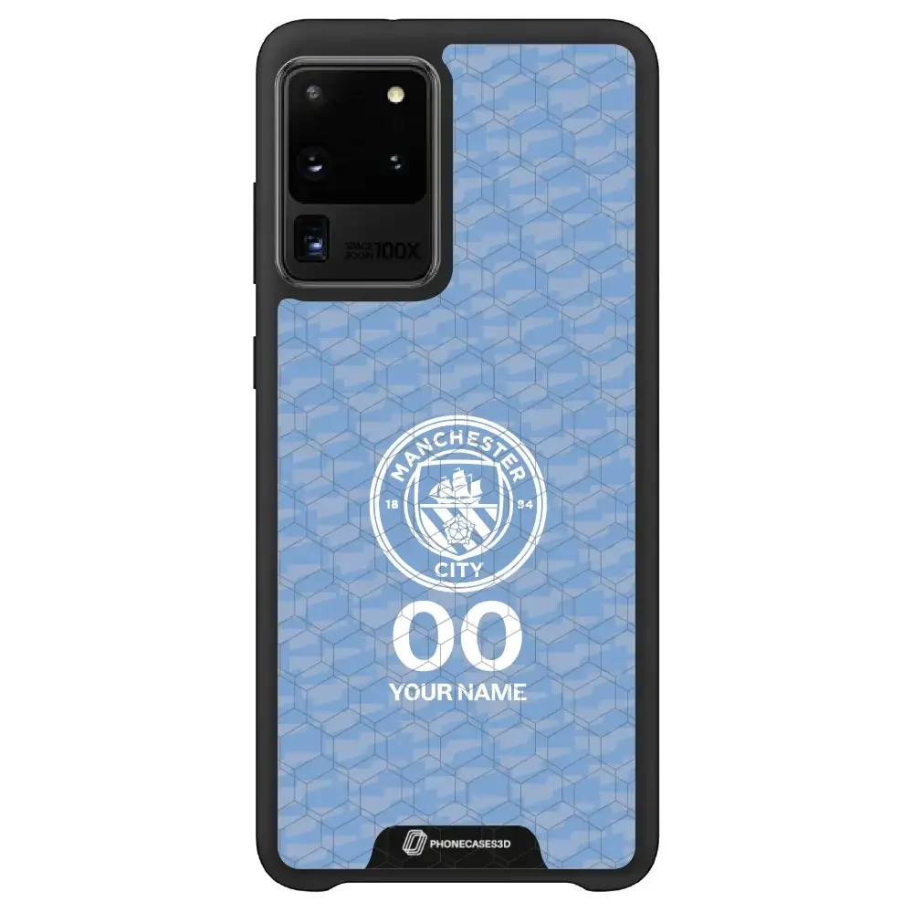 Man City Official 3D Phone Case Design Light Blue Flag Pattern + Name - Image 43
