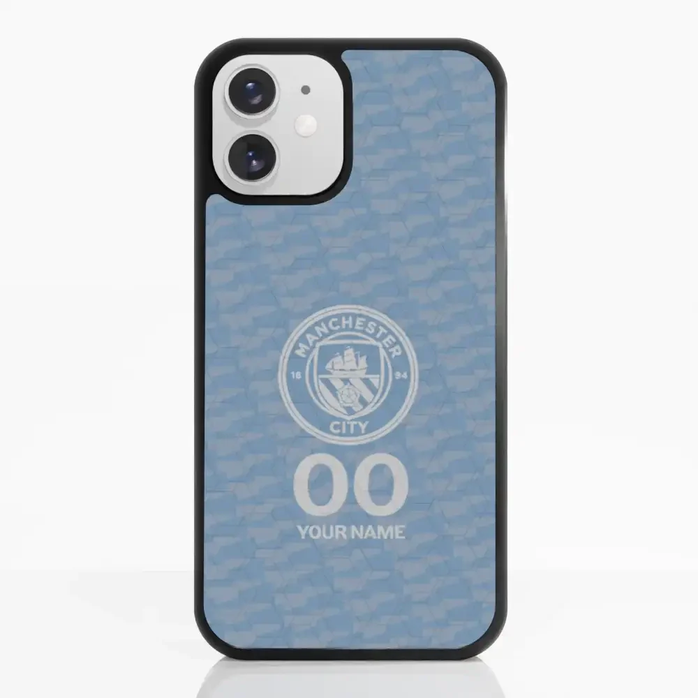 Man City Official 3D Phone Case Design Light Blue Flag Pattern + Name - Image 5