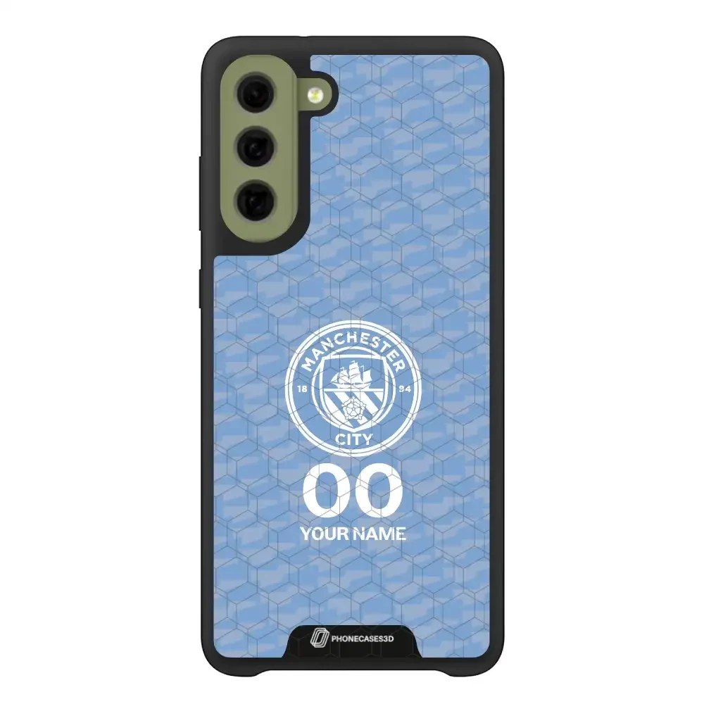 Man City Official 3D Phone Case Design Light Blue Flag Pattern + Name - Image 51