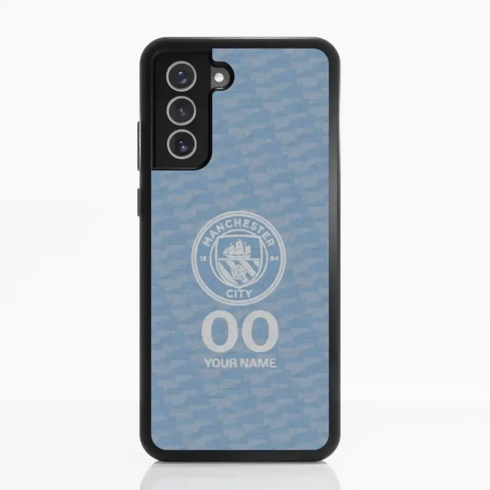 Man City Official 3D Phone Case Design Light Blue Flag Pattern + Name - Image 52