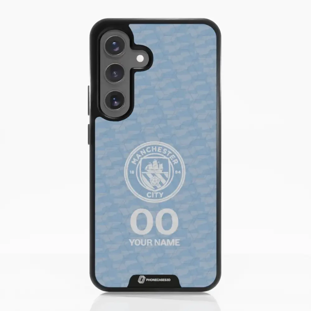Man City Official 3D Phone Case Design Light Blue Flag Pattern + Name - Image 61