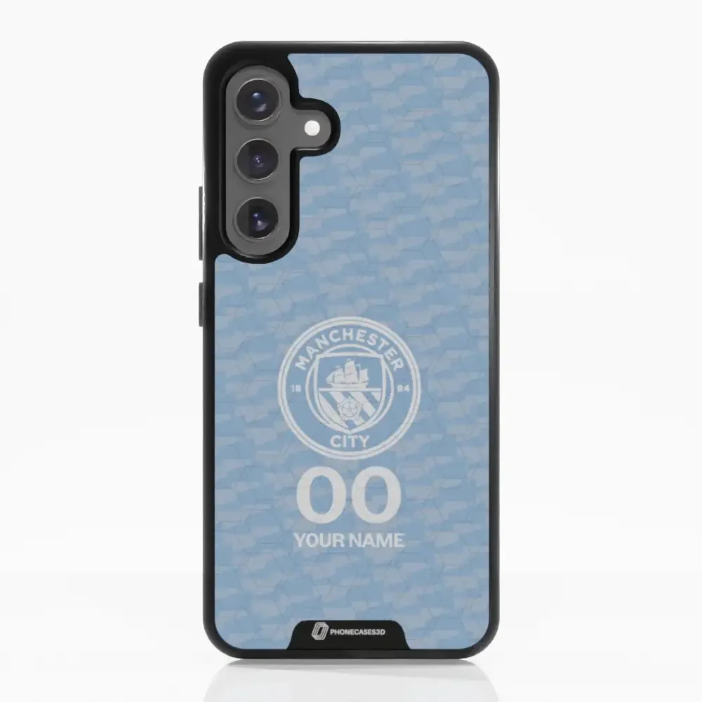 Man City Official 3D Phone Case Design Light Blue Flag Pattern + Name - Image 62