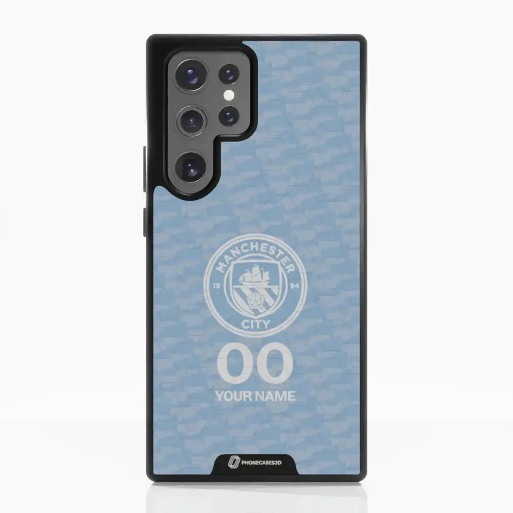 Man City Official 3D Phone Case Design Light Blue Flag Pattern + Name - Image 63