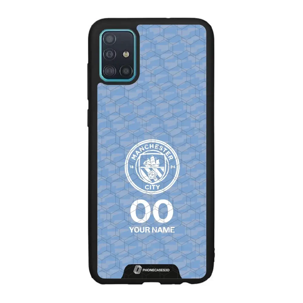 Man City Official 3D Phone Case Design Light Blue Flag Pattern + Name - Image 70