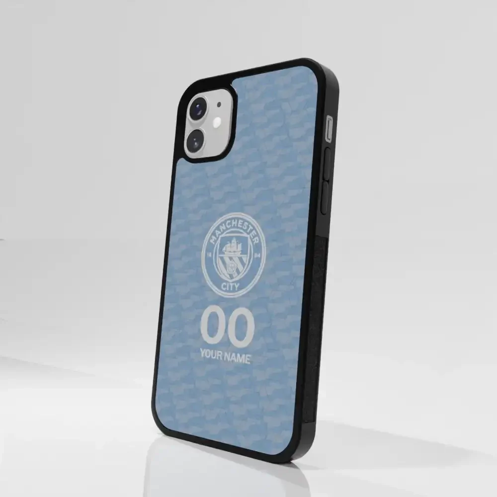 Man City Official 3D Phone Case Design Light Blue Flag Pattern + Name - Image 76