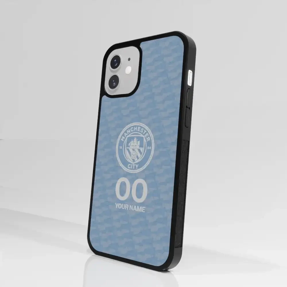 Man City Official 3D Phone Case Design Light Blue Flag Pattern + Name - Image 79