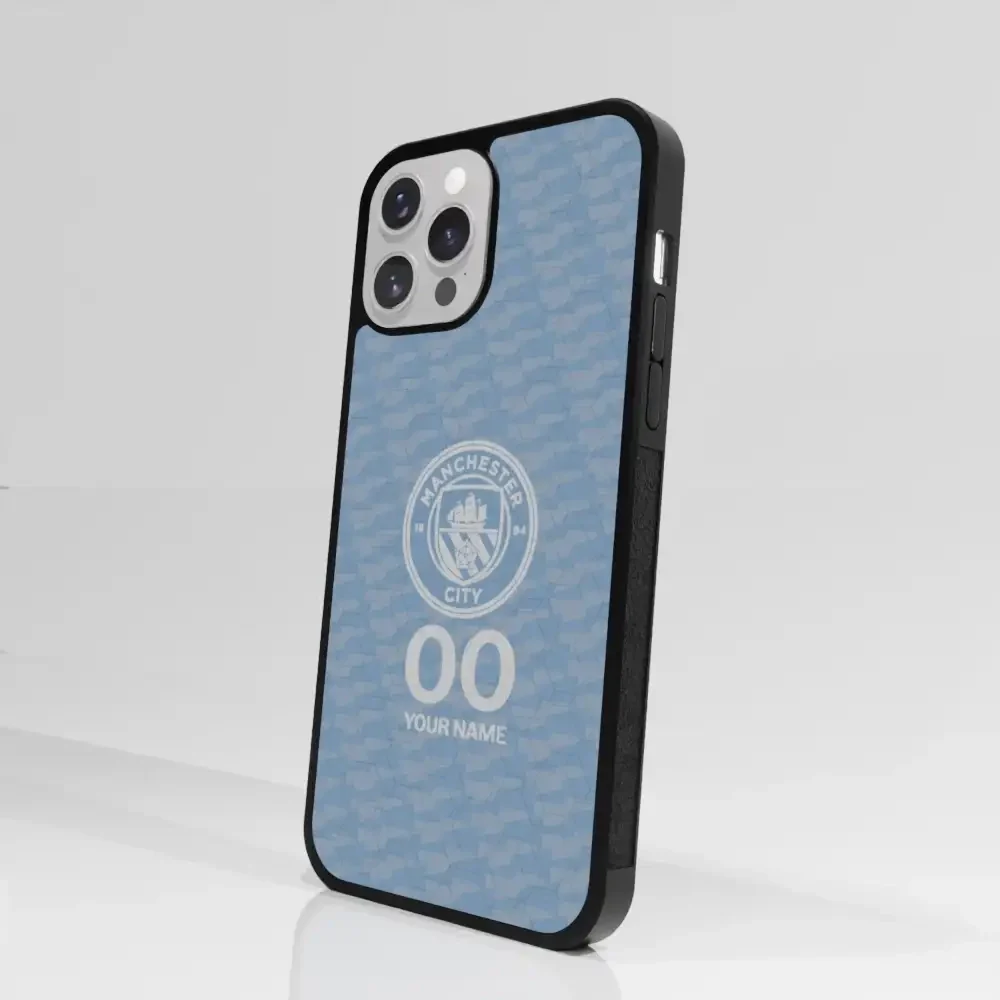Man City Official 3D Phone Case Design Light Blue Flag Pattern + Name - Image 82