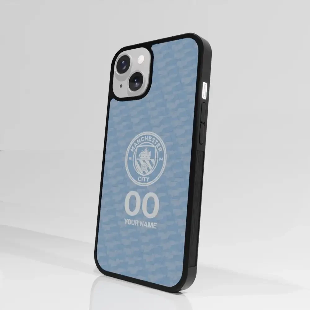 Man City Official 3D Phone Case Design Light Blue Flag Pattern + Name - Image 87