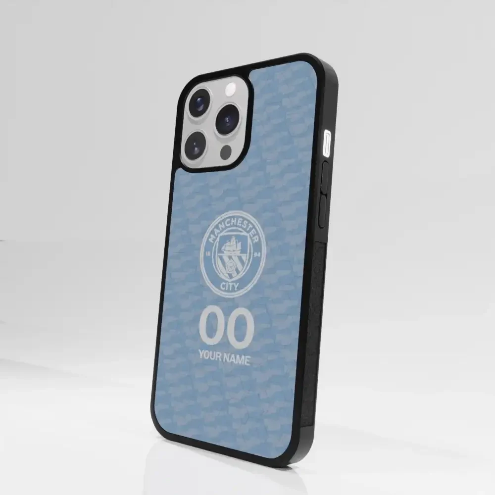 Man City Official 3D Phone Case Design Light Blue Flag Pattern + Name - Image 89