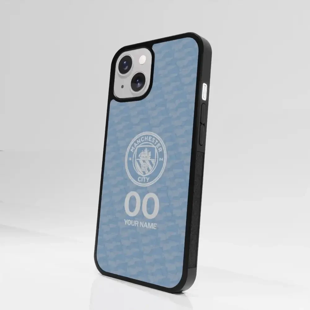 Man City Official 3D Phone Case Design Light Blue Flag Pattern + Name - Image 91