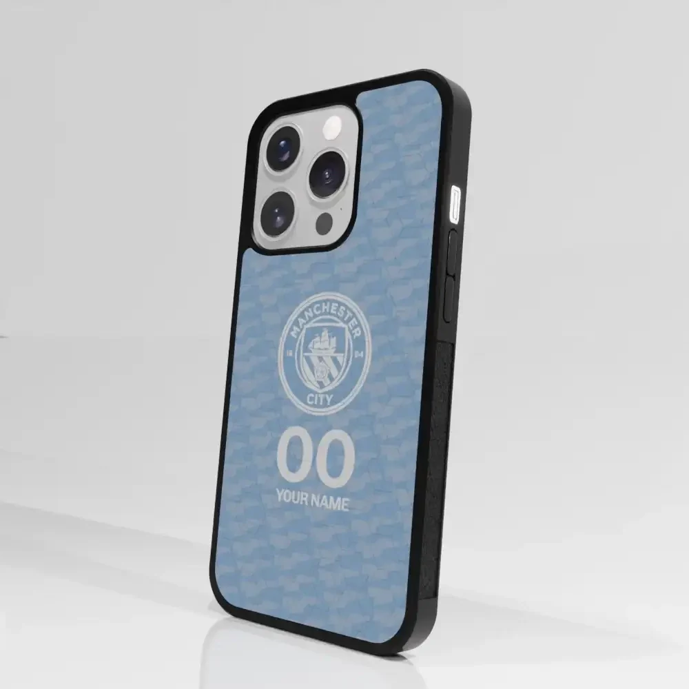 Man City Official 3D Phone Case Design Light Blue Flag Pattern + Name - Image 93