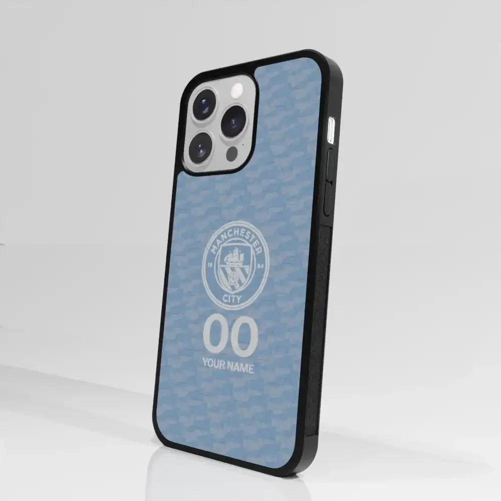 Man City Official 3D Phone Case Design Light Blue Flag Pattern + Name - Image 94