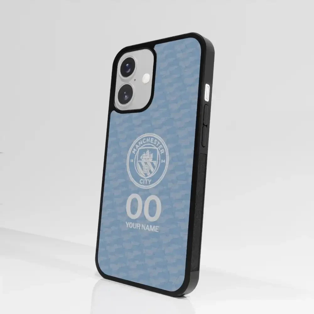 Man City Official 3D Phone Case Design Light Blue Flag Pattern + Name - Image 95