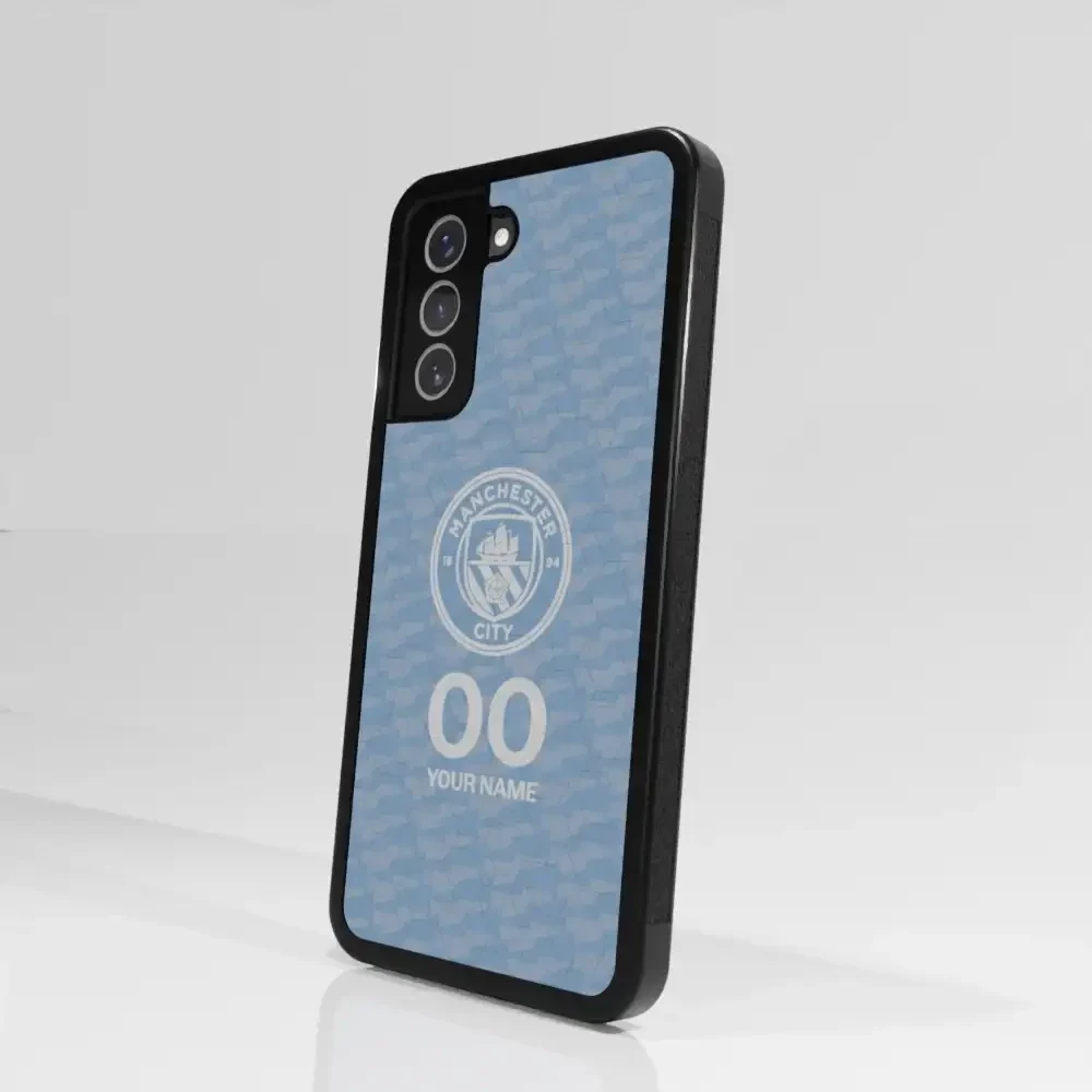 Man City Official 3D Phone Case Design Light Blue Flag Pattern + Name - Image 99